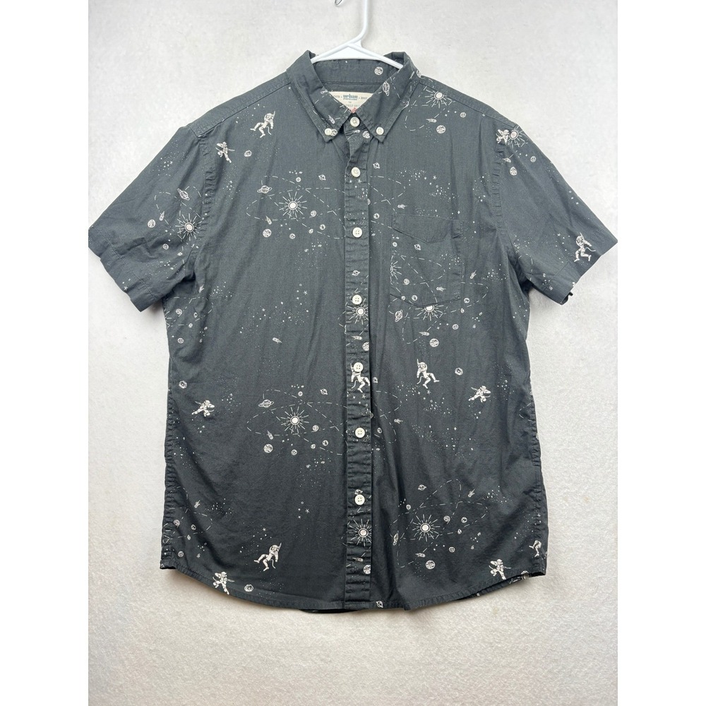 Urban Pipeline Space Print Button Down Shirt Mens M Astronaut Graphic